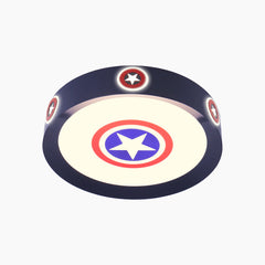 Plafoniera per bambini, scudo di Capitan America con stella, ferro e acrilico