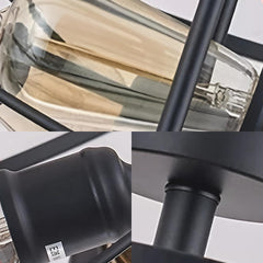 Ceiling Light Farmhouse Industrial Caged Iron Circular Round Black Dining Room Detail