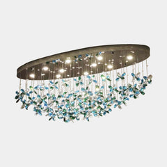 Pendant Ceiling Light Floral Green & Blue Crystal LED