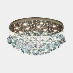 Pendant Ceiling Light Floral Green & Blue Crystal LED