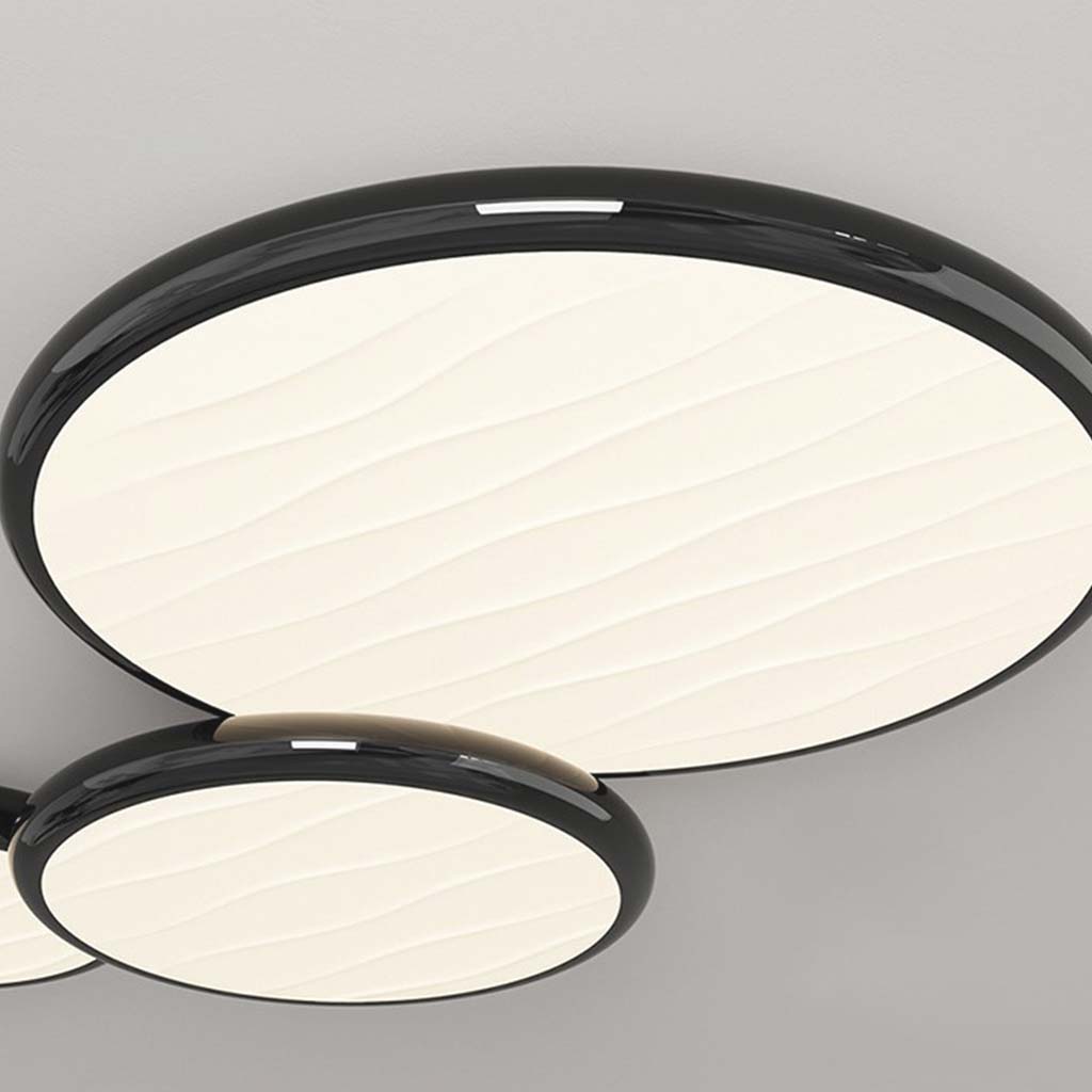 Ceiling Light Flush Mount 3 Light Round Black Shade