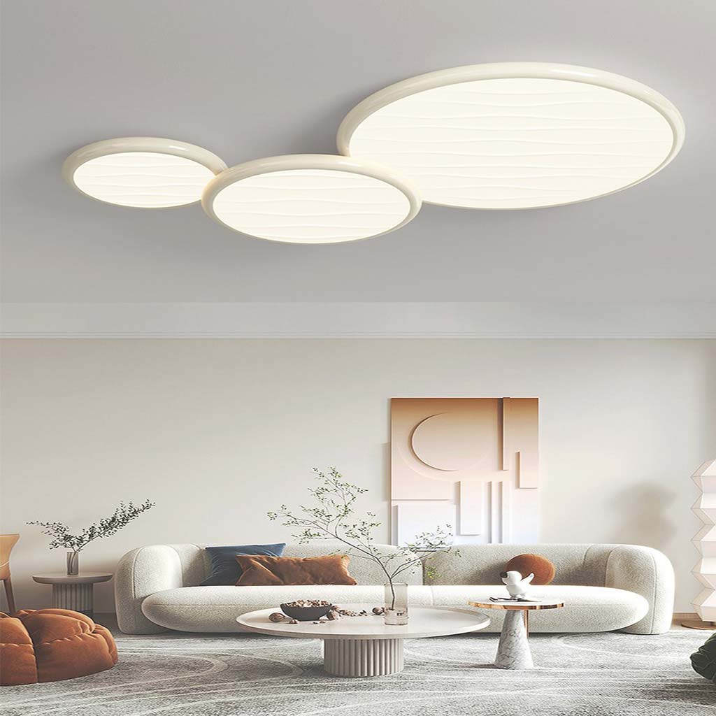 Ceiling Light Flush Mount 3 Light Round White Living Room
