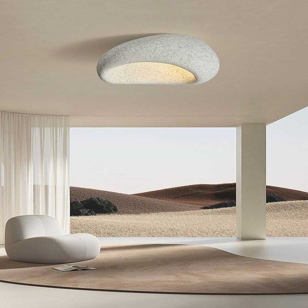 Ceiling Light Flush Mount Cloud Cement White Sitting Room