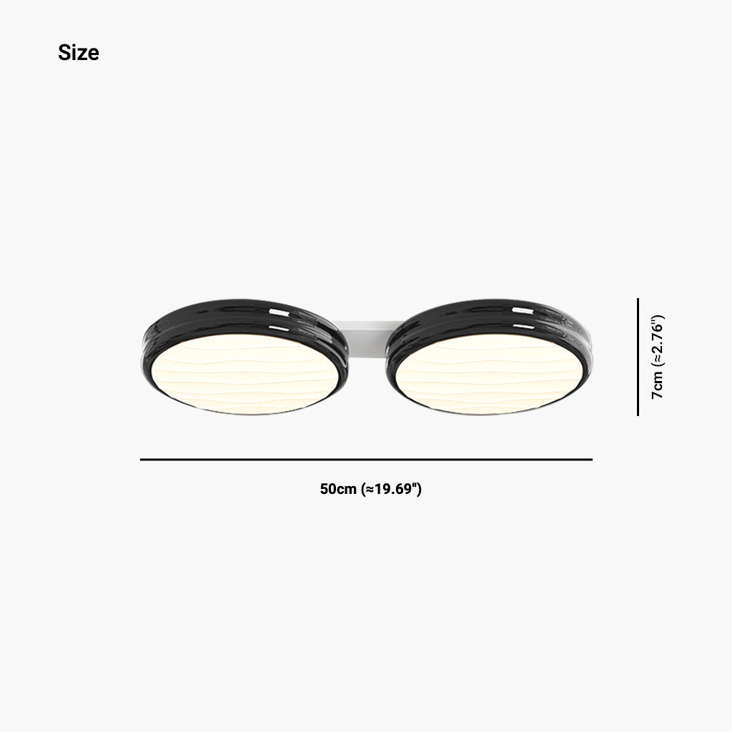 Ceiling Light Flush Mount Round LED Black Double Size