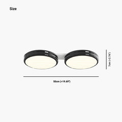 Ceiling Light Flush Mount Round LED Black Double Size