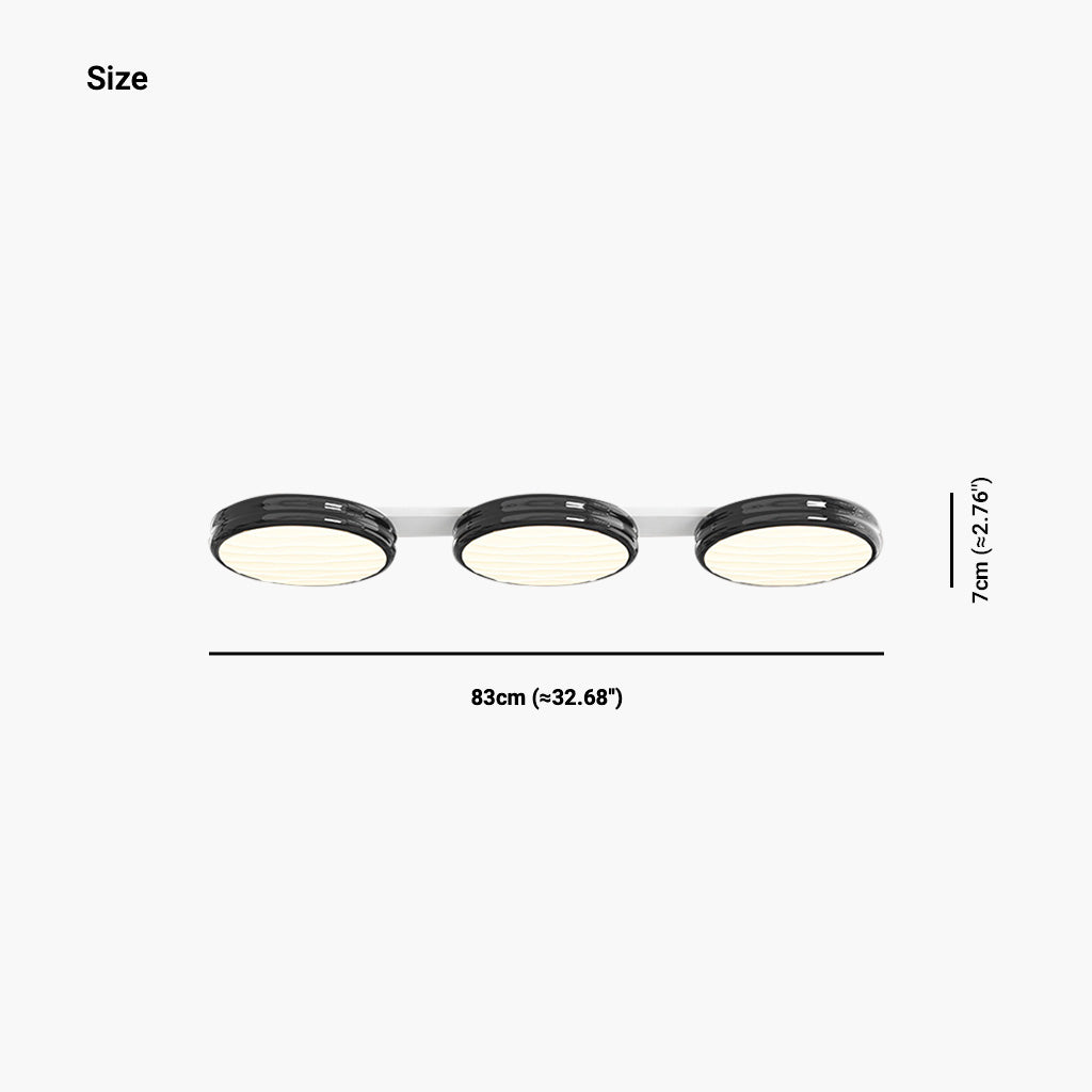 Ceiling Light Flush Mount Round LED Black Triple Size
