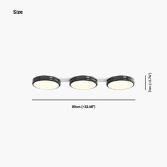 Ceiling Light Flush Mount Round LED Black Triple Size