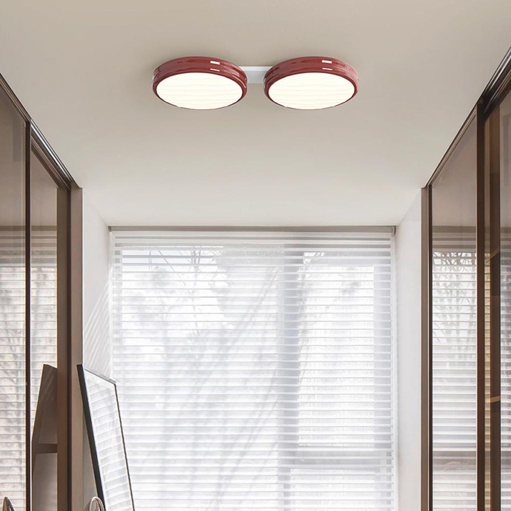 Ceiling Light Flush Mount Round LED Double Red Hallway