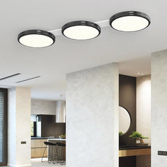 Ceiling Light Flush Mount Round LED Triple Black Hallway