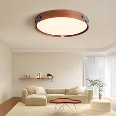 Ceiling Light Flush Mount Stylish Circular Walnut Living Room