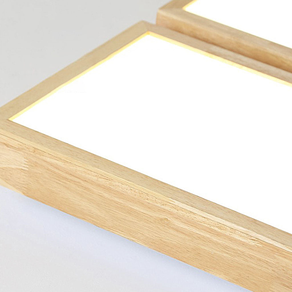 Ceiling Light Flush Mount Wooden Rectangle Detail