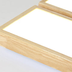 Ceiling Light Flush Mount Wooden Rectangle Detail