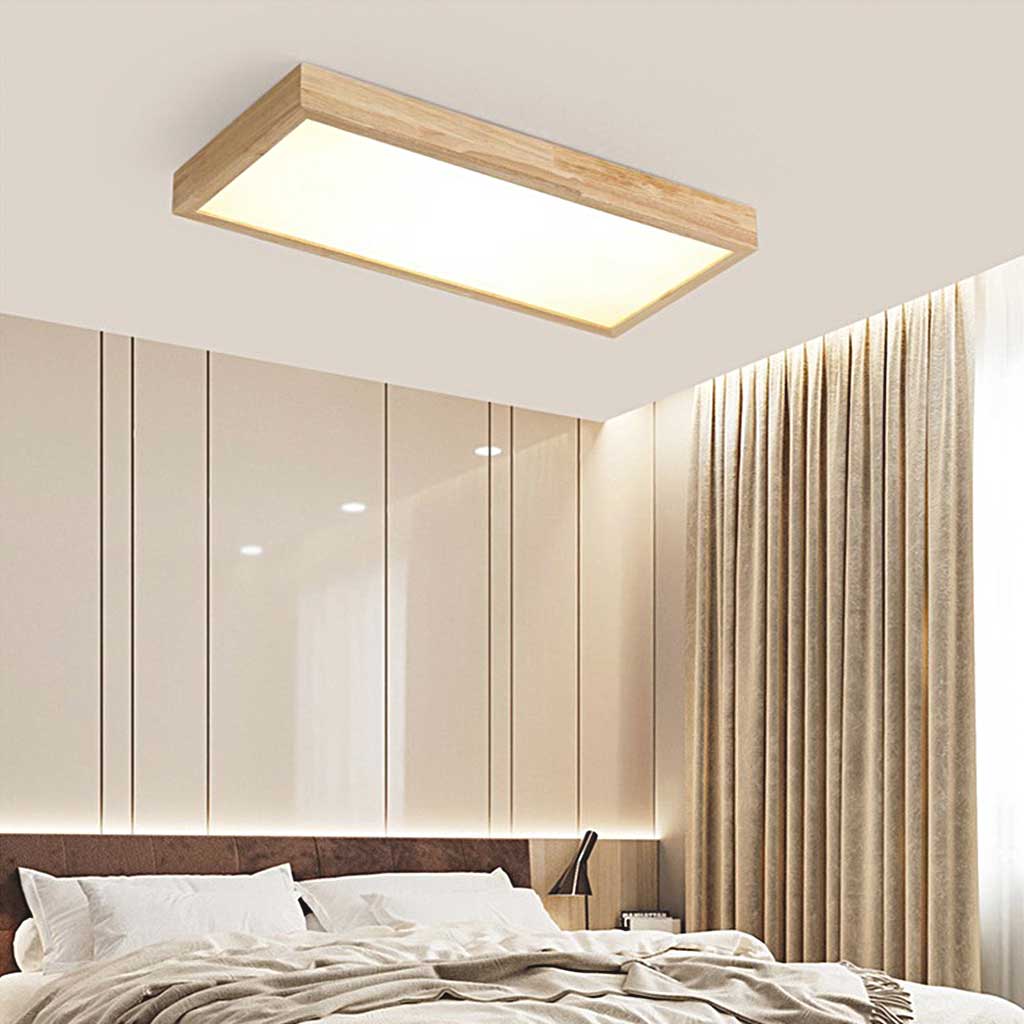 Celling Light Rectangular Nordic Wooden Rectangle Bright LED Dimmable Ceiling Light | VAXLAMP