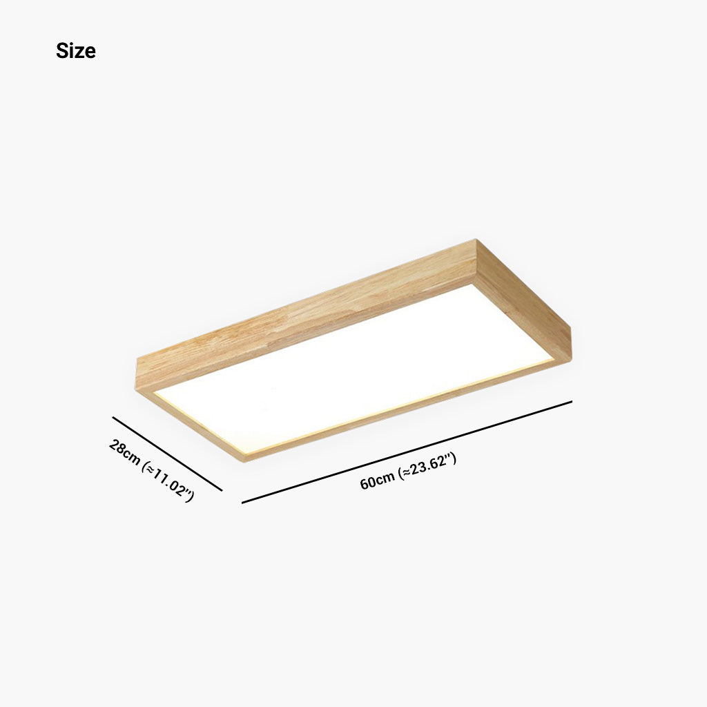 Ceiling Light Flush Mount Wooden Rectangle Single Size