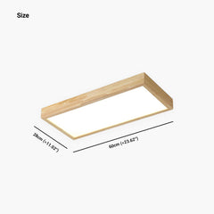 Ceiling Light Flush Mount Wooden Rectangle Single Size