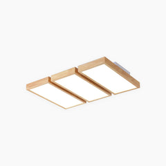Ceiling Light Flush Mount Wooden Rectangle Triple