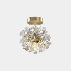 Ceiling Light French Floral Brass Crystal Transparent