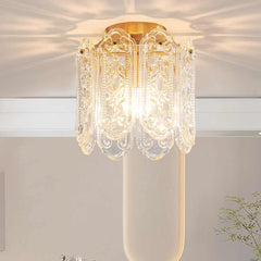 Ceiling Light French Floral Carved Glass Corner