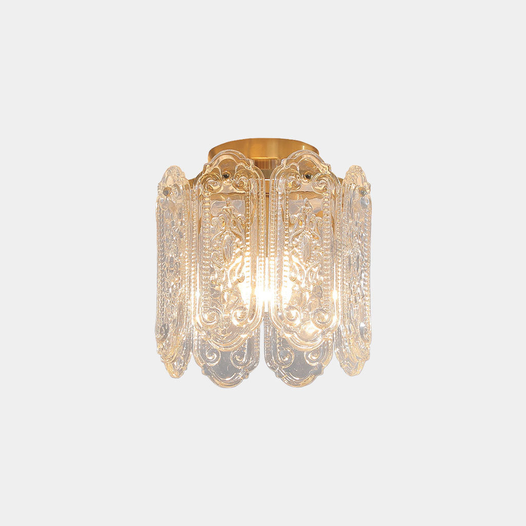 Ceiling Light French Floral Carved Glass
