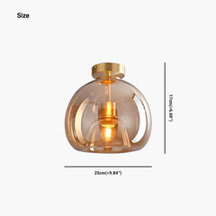 Ceiling Light Glass Globe Gold Size