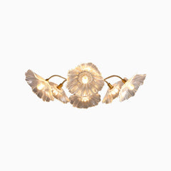 Ceiling Light Retro Glass Lotus Flower White 6 Lights