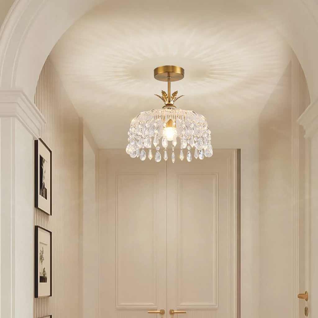 Ceiling Light Small Round Glass Water Drop Entryway