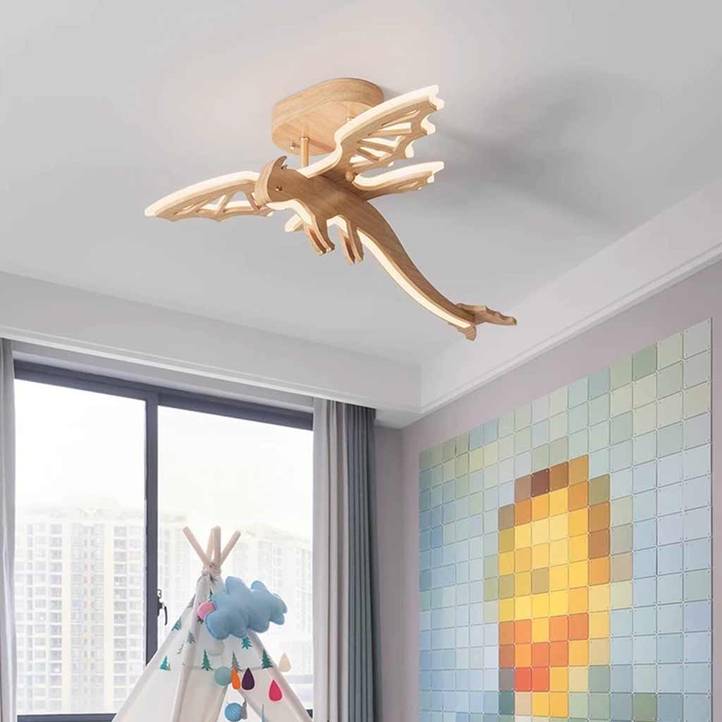 Ceiling Light Wood Dinosaur LED Dimmable Kids Room