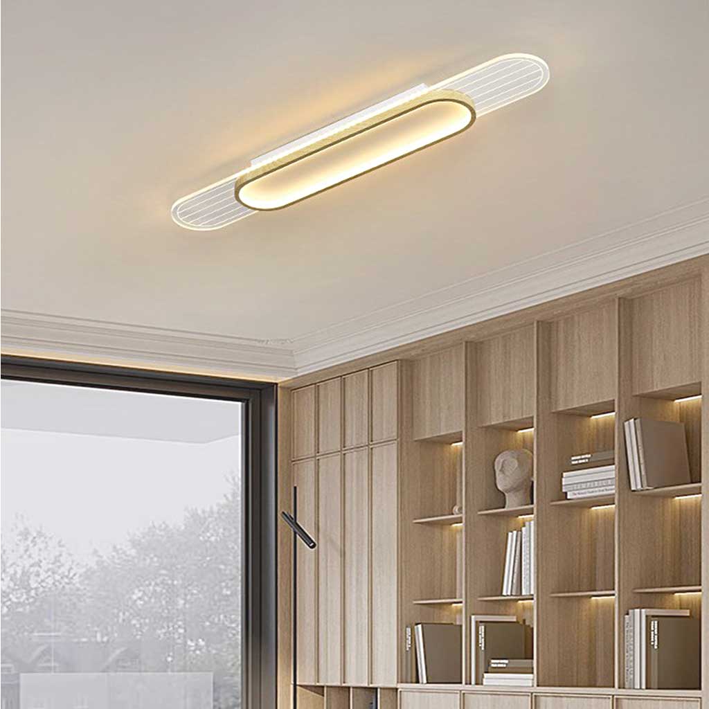 Ceiling/Wall Light Modern Oval Linear LED, Log/Walnut Color Log Color × × (23W)