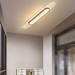 Ceiling Wall Light Oval Linear LED Walnut Hallway