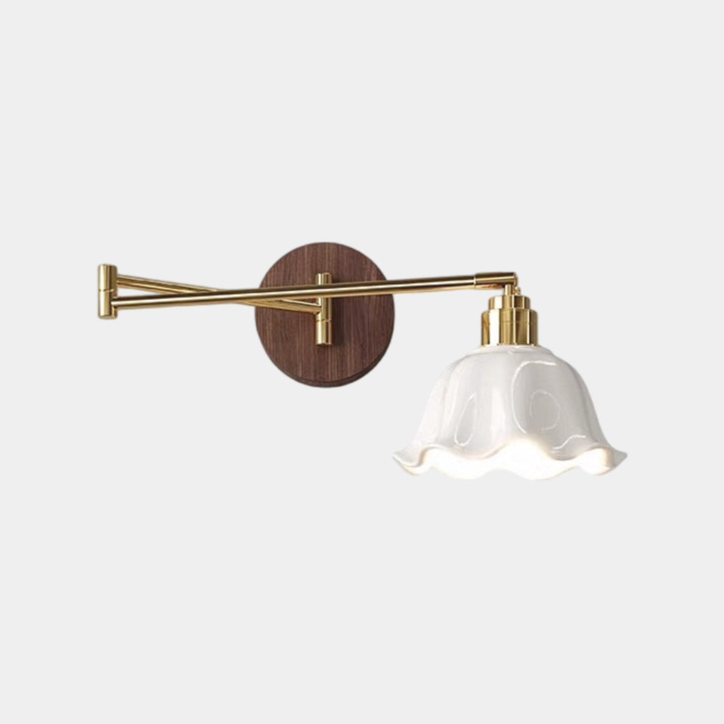 Keramik-Wandleuchte mit Schwingarm und Blumenschirm, LED