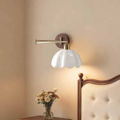Keramik-Wandleuchte mit Schwingarm und Blumenschirm, LED