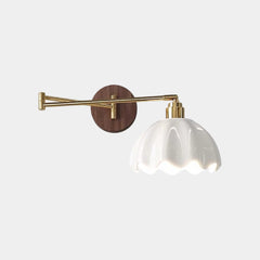 Keramik-Wandleuchte mit Schwingarm und Blumenschirm, LED