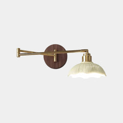Keramik-Wandleuchte mit Schwingarm und Blumenschirm, LED
