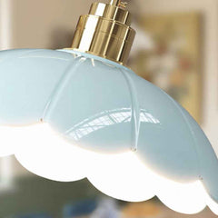 Keramik-Wandleuchte mit Schwingarm und Blumenschirm, LED