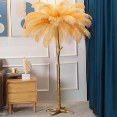 Ostrich Feather Floor Lamp Luxury, 16 Colors/Resin
