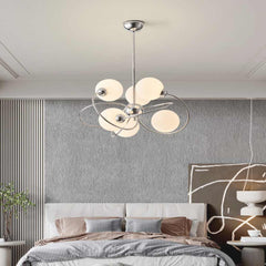 Chandelier 6 Light Bauhaus Chrome Glass Ball Bedroom