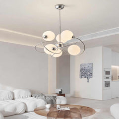 Chandelier 6 Light Bauhaus Chrome Glass Ball Living Room