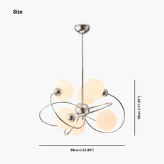 Chandelier 6 Light Bauhaus Chrome Glass Ball Size
