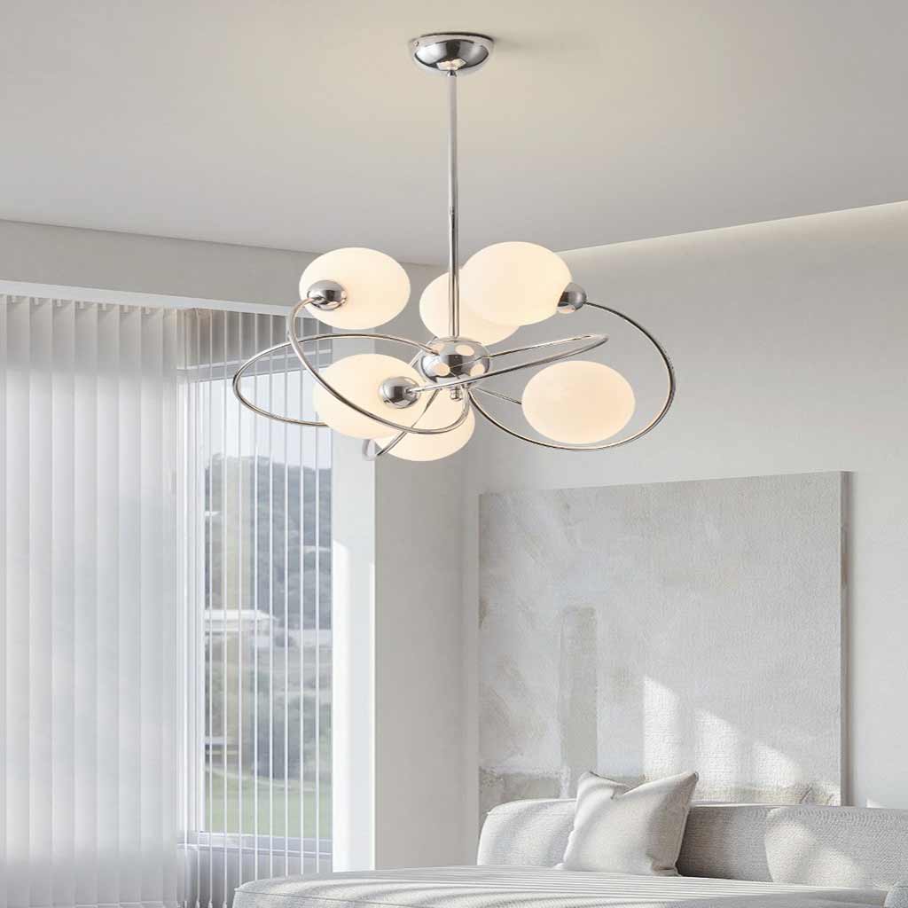 Chandelier 6 Light Chrome Glass Ball Bedroom