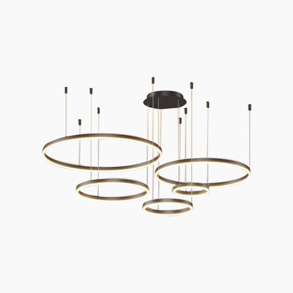 Chandelier Aluminum Five Rings Black