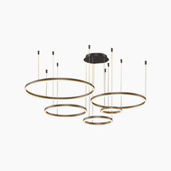 Chandelier Aluminum Five Rings Black
