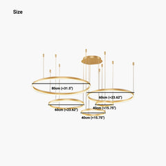 Chandelier Aluminum Five Rings Gold Size