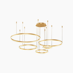 Chandelier Aluminum Five Rings Gold