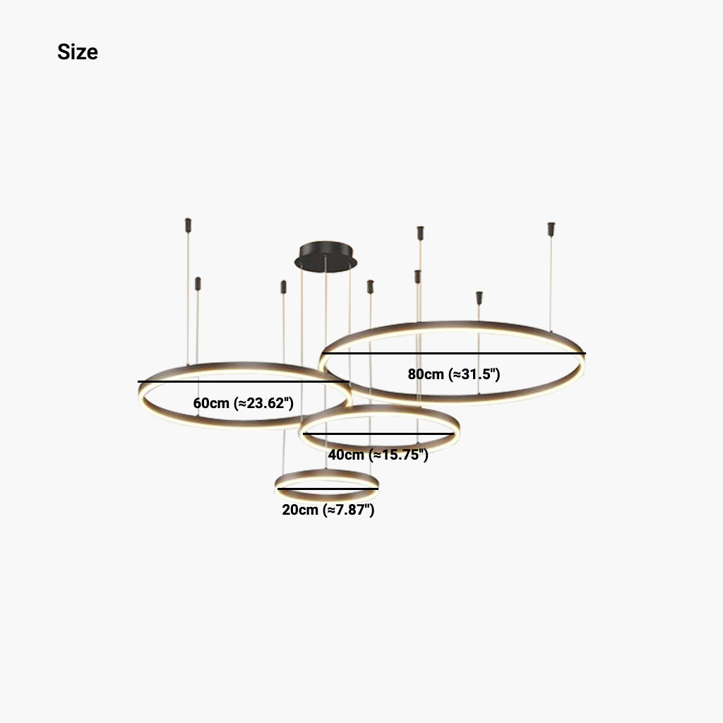Chandelier Aluminum Four Rings Black Size