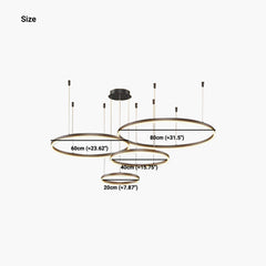 Chandelier Aluminum Four Rings Black Size