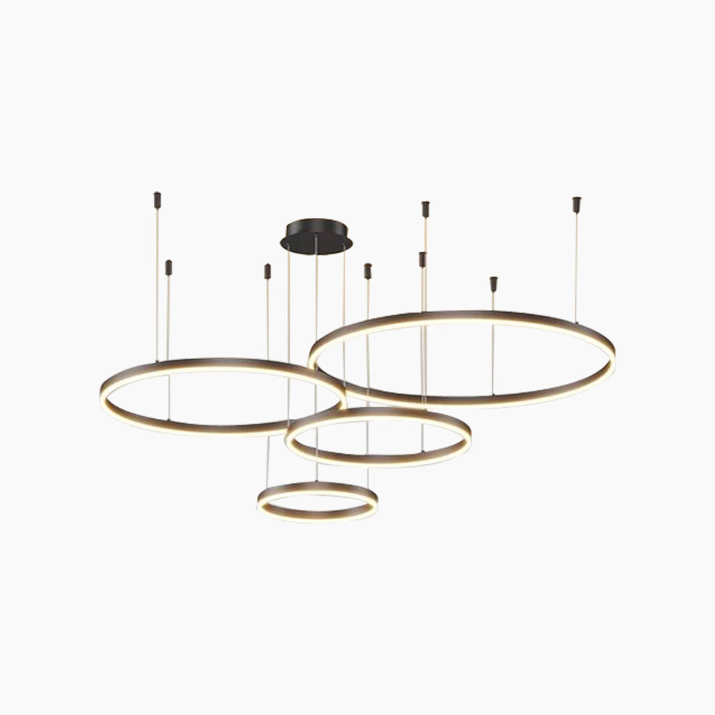 Chandelier Aluminum Four Rings Black