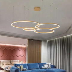 Chandelier Aluminum Four Rings Gold Bedroom