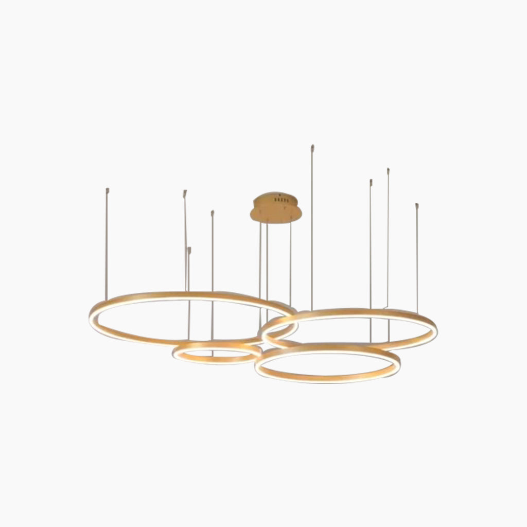 Chandelier Aluminum Four Rings Gold