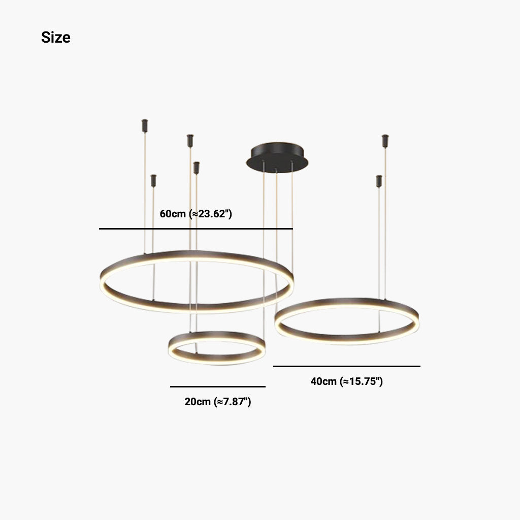 Chandelier Aluminum Three Rings Black Size