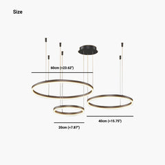 Chandelier Aluminum Three Rings Black Size